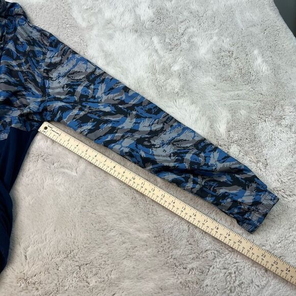 Under Armour Jacket Mens Medium Fitted Blue Camouflage Windbreaker 1/2 Zip Hoode - Picture 8 of 9